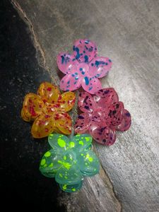 Colorful Flower Hair Clips pack of 4