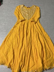 yellow cotton anarkalis
