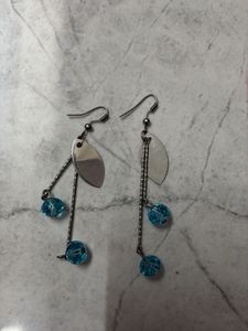 Blue Beaded Drop Earrings