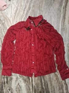 Red Textured Blouse
