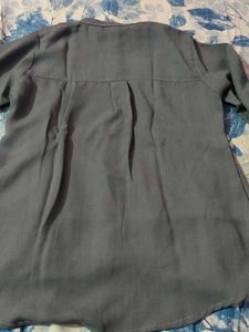 Vintage Gray Button-Down Top