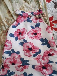 Pink Halter Neck Floral Tail Dress
