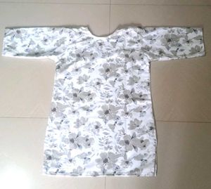 NEW ! Rayon Floral print short kurti|White Straigh