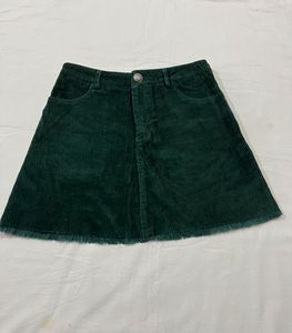 Green Wide Wale Corduroy Mini Skirt