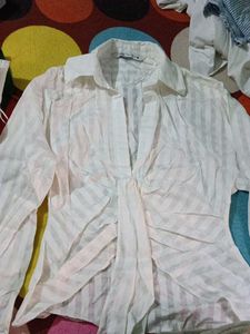 Striped Tie-Front Blouse