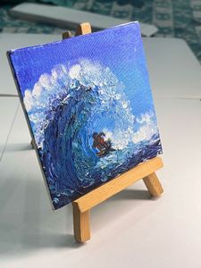surfing texture painting with easel