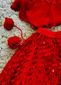 PSpeachrs Red Lehenga Choli Set