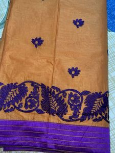 Elegant Mustard &amp; Purple Saree
