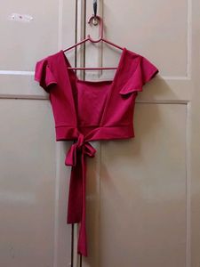 Cute maroon Crop Top and black shrug