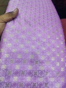Purple Silk Fabric With Golden Jari Work