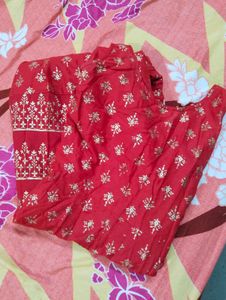 Red &amp; Gold Fit &amp; Flare Dress