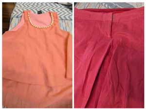 Coral Blouse & Pants Set