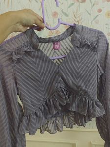 Athena Ruffled Lavender Crop Top