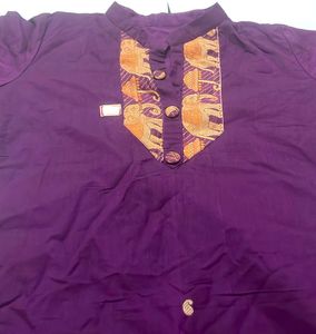 Purple Straight Neck Collar Kurti