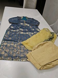 Beautiful Blue & Gold Salwar Kameez Suit