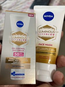 Nivea New Luminous evenglow facewash and day cream
