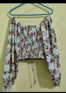 SSS Brand Puff Sleeves Floral Party Wear Top