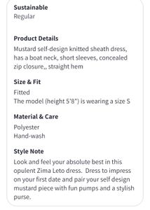 Mustard Yellow Ribbed Sheath Dress