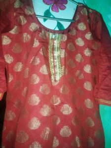 Elegant Red & Gold Kurta