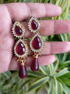 Red Gemstone Drop Earrings
