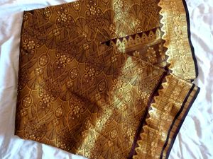 Saree Brown &amp; Gold