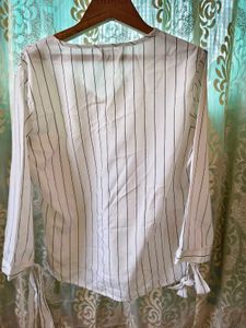 Striped V-Neck Top Defective piece