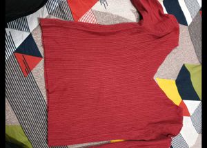 V Neck Maroon Top