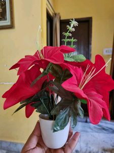 Red Artificial Flower with Pot (2)