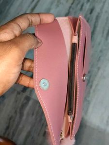Pink Studded Wallet with Pom-Pom