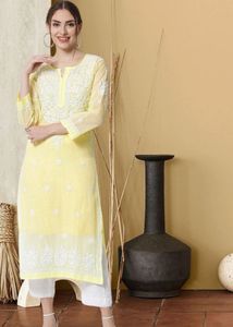 Elegant Yellow Chikankari Kurta