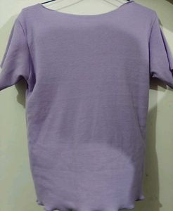 Cute Lilac Ribbed Top