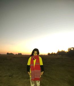 Weaving Red Stripe Scarf