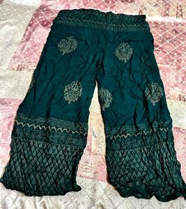 Dark Green Printed Kurta with Matching Palazzo