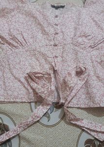 Pink Floral Print Crop Top