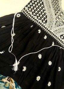 Black Embroidered Anarkali Suit