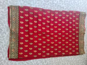 Beautiful Red Georgette Saree