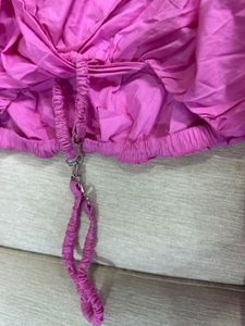 ZARA PINK CROP SHIRT WITH WAIST CHAIN
