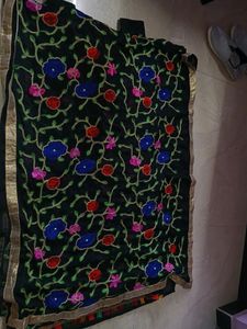 Black Embroidery Dupatta And Kurta