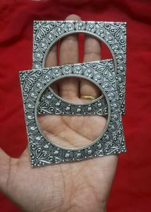 Square Silver Bangles