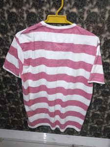 White &amp; Pink Lining T Shirt