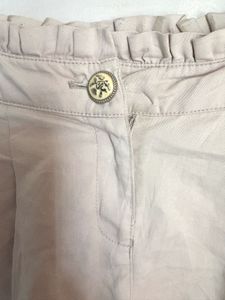 Beautiful High Waisted Beige Shorts With Ruffle