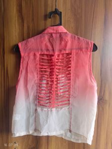 Sheer Ombre Top , back Cutout