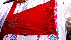 Handwork Chikenkari Red Embroidered Kurta