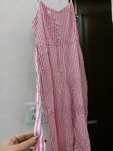 Brand New Pink And White Stripe Cotton JUMPSUIT