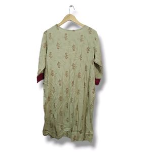 Avaasa Khaki Jari And Printed Kurta (Women&#39;s)