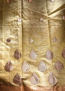Olive &amp; Gold Embellished Saree