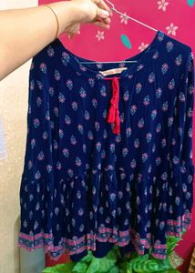 Boho Blue Printed Peplum Top