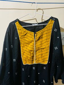 ₹190 Plus size black and yellow printed Kurta 5XL