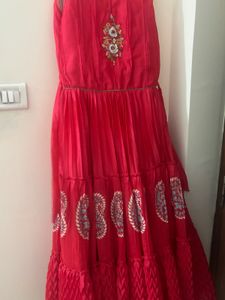 Red Dress with Floral Details