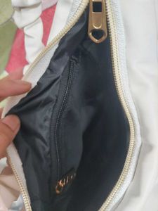 White Ruched Handle Shoulder Bag